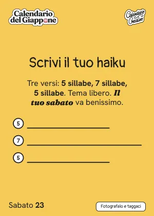 Foglio del sabato 23 gennaio 2027 del Calendario del Giappone 2027: Scrivi il tuo haiku