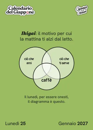 Foglio del lunedì 25 gennaio 2027 del Calendario del Giappone 2027: Ikigai