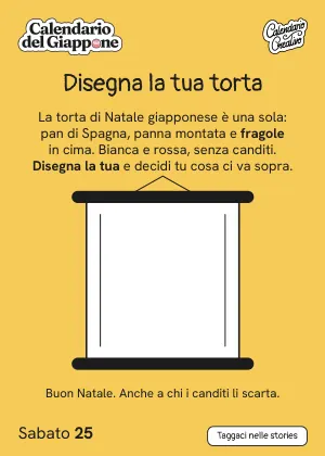 Foglio del sabato 25 dicembre 2027 del Calendario del Giappone 2027: Disegna la tua torta