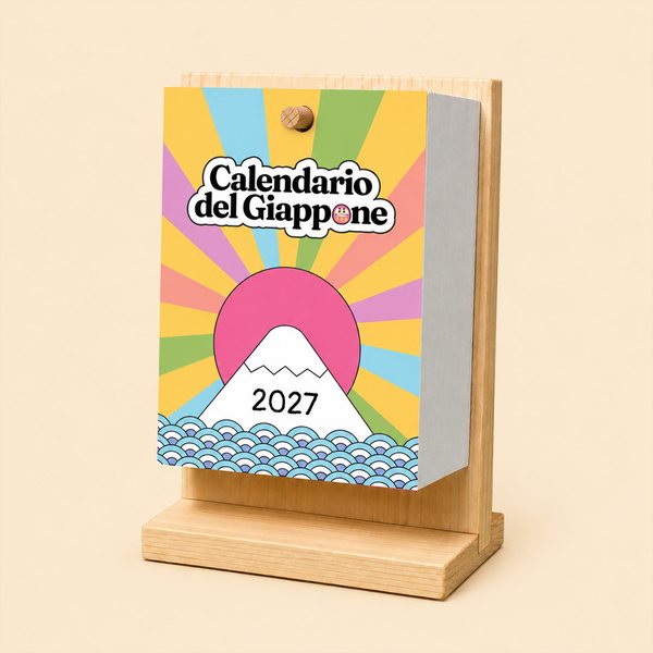 Calendario del Giappone 2027 sulla base in legno, mockup grafico